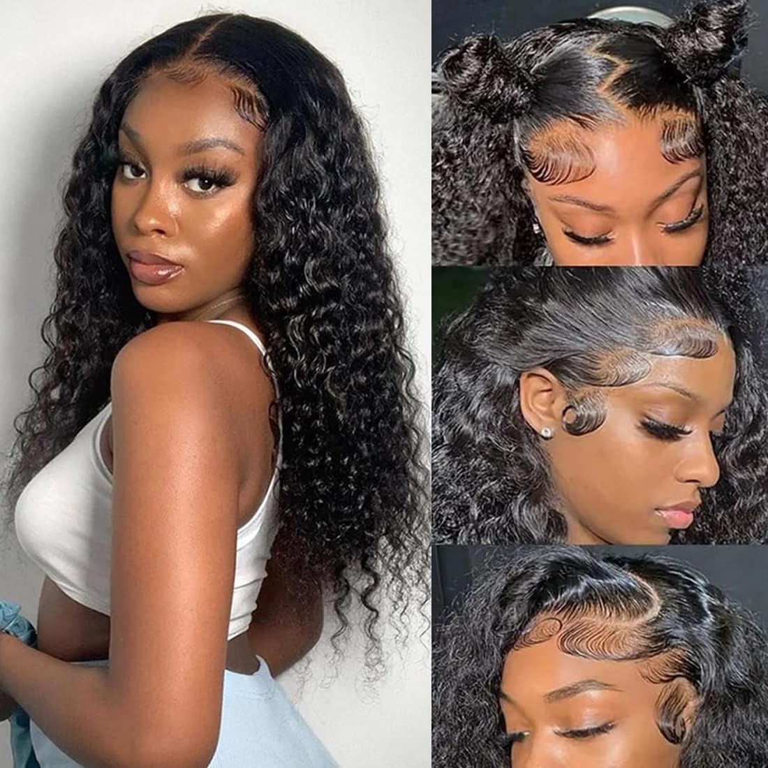 22 Inch Deep Wave Lace Front Wigs Human Hair for Women