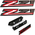 2019-2024 OEM 2pack Z71 Side Decals + Grille Emblem - Black Red