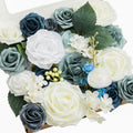 Ling's Moment Fake Flowers Box Dusty Blue & Ivory - Wedding Bouquet
