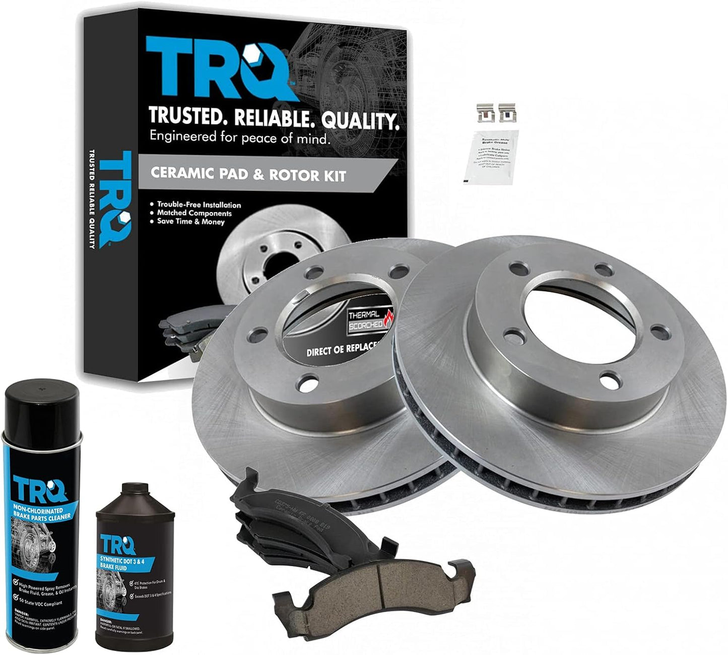 TRQ Front Brake Pad & Rotor Kit for 1987-1993 Ford Bronco F-150