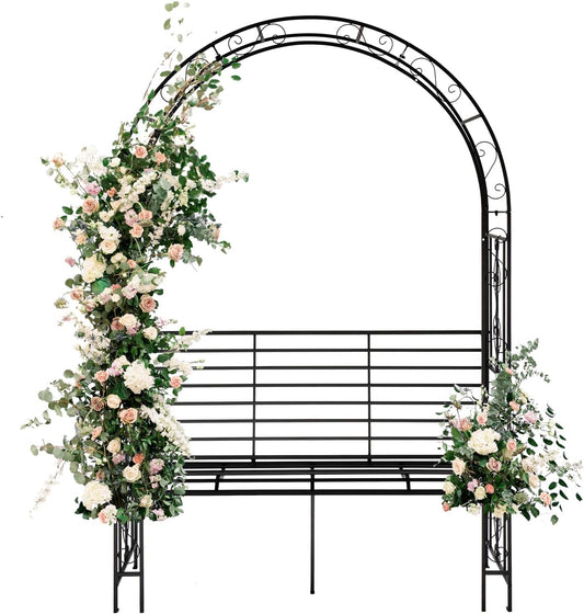 Outvita 7FT Garden Arch Arbor with Seating for Climbing Plants