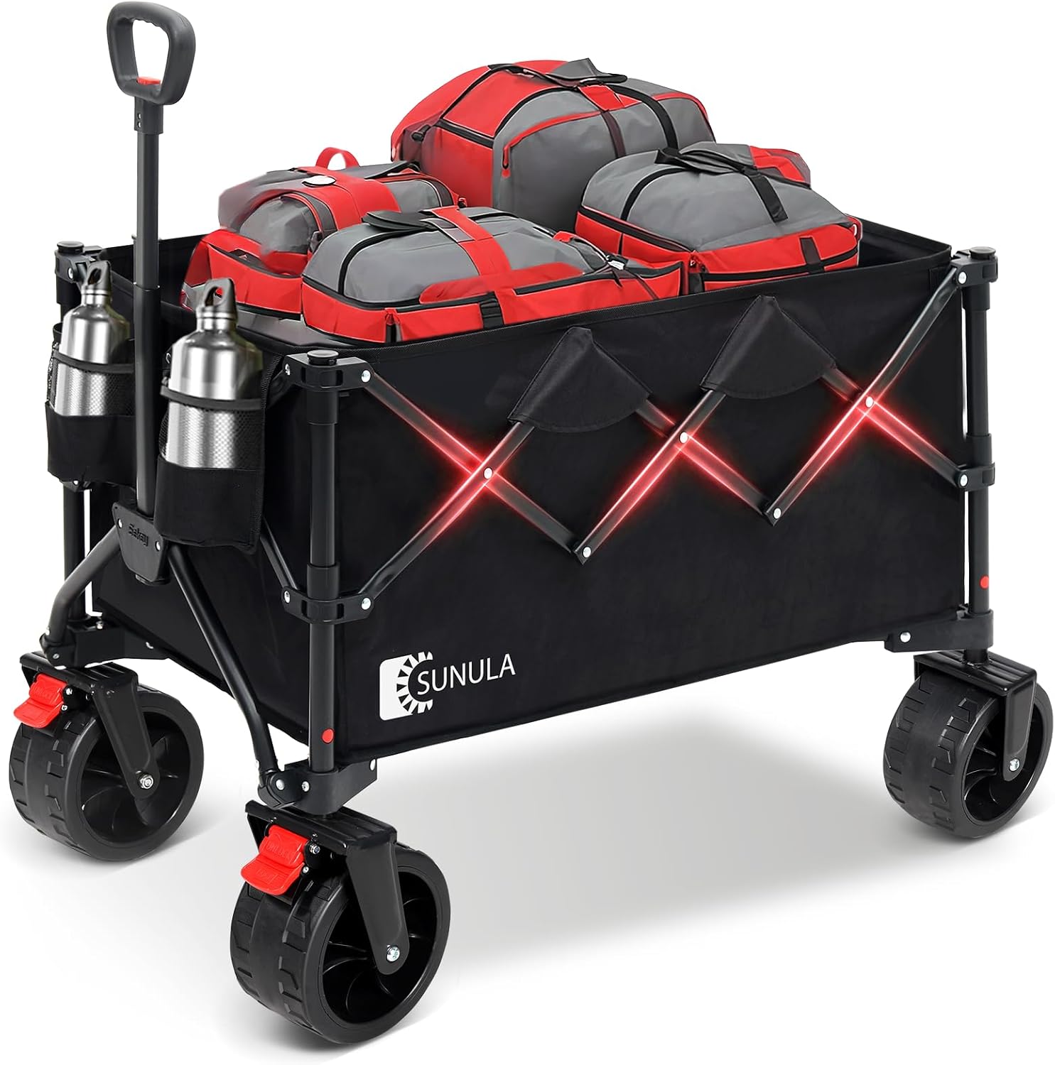 Collapsible Wagon Cart with 440lbs Capacity for Outdoor Use