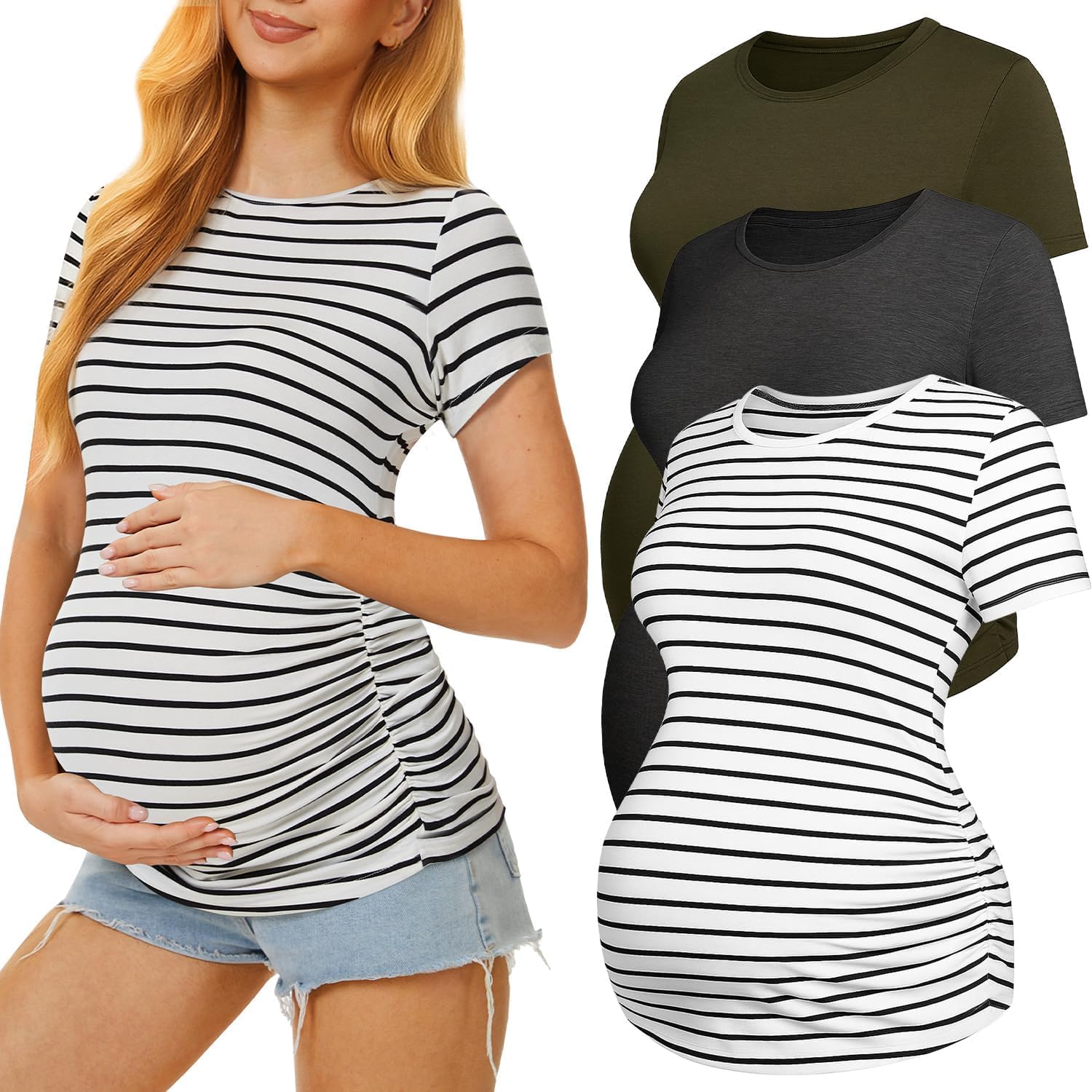 3 Pack Womens Maternity Shirts for Comfort and Style