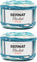 Bernat Blanket Stripes Teal Deal Yarn 2-Pack - Super Bulky Cozy Choice