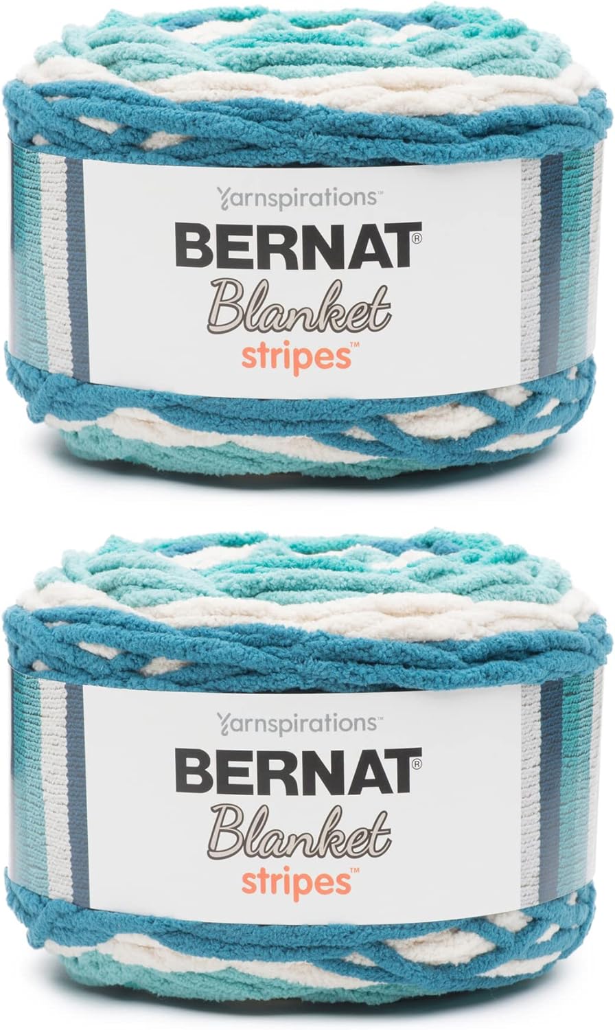 Bernat Blanket Stripes Teal Deal Yarn for Cozy Projects