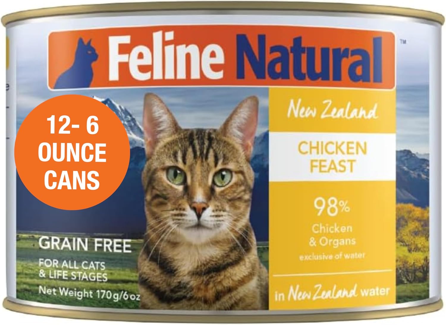 Feline Natural Canned Catfood High-Meat Low-Carb Chicken Feast