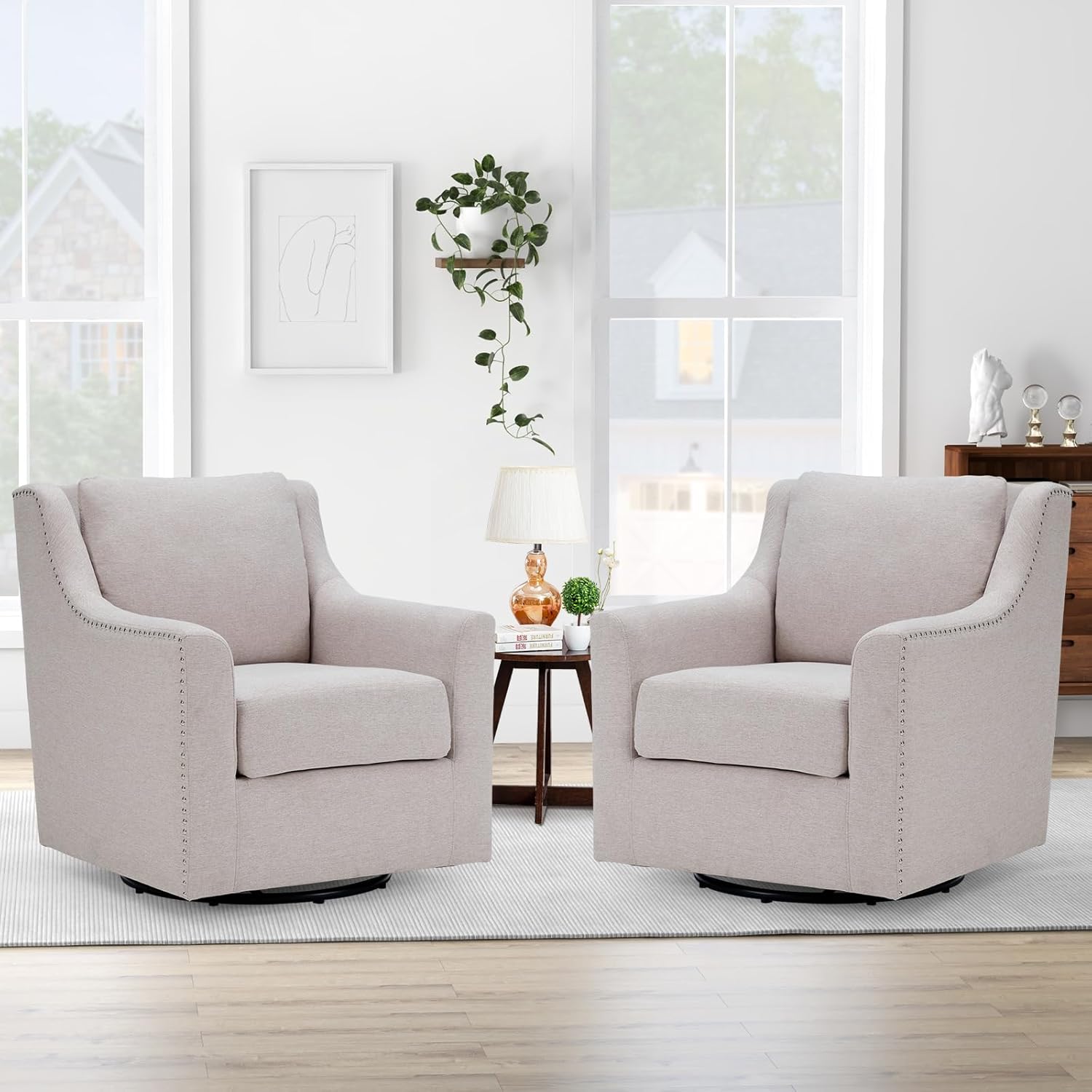 Mid-Century Swivel Accent Chairs x2 | Comfy, Stylish Set
