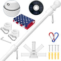 ZMTECH 5FT Flag Pole Kit with Solar Light and US Flag - Day & Night