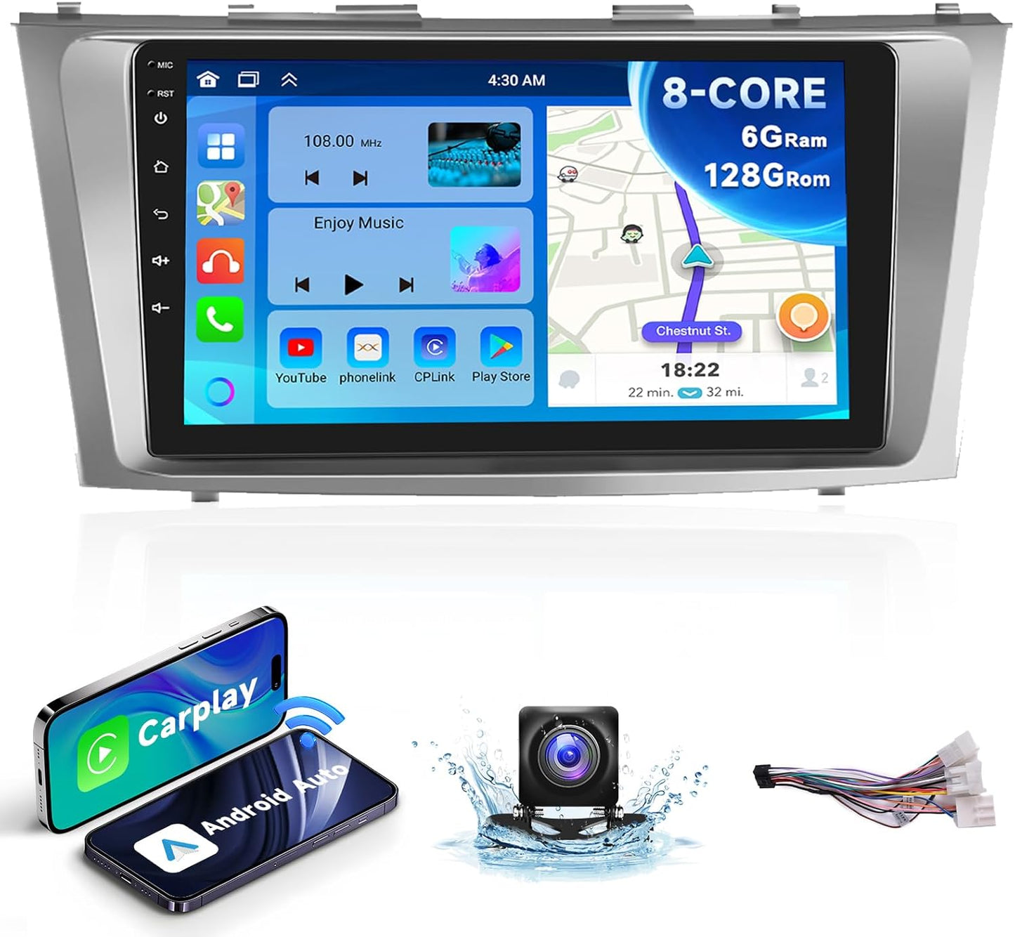 8 CORE Android 13 Car Stereo for Toyota Camry with 9 Inch Screen