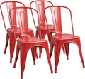 Metal Dining Chair Set of 4 - Stackable Cerise Bistro Seating