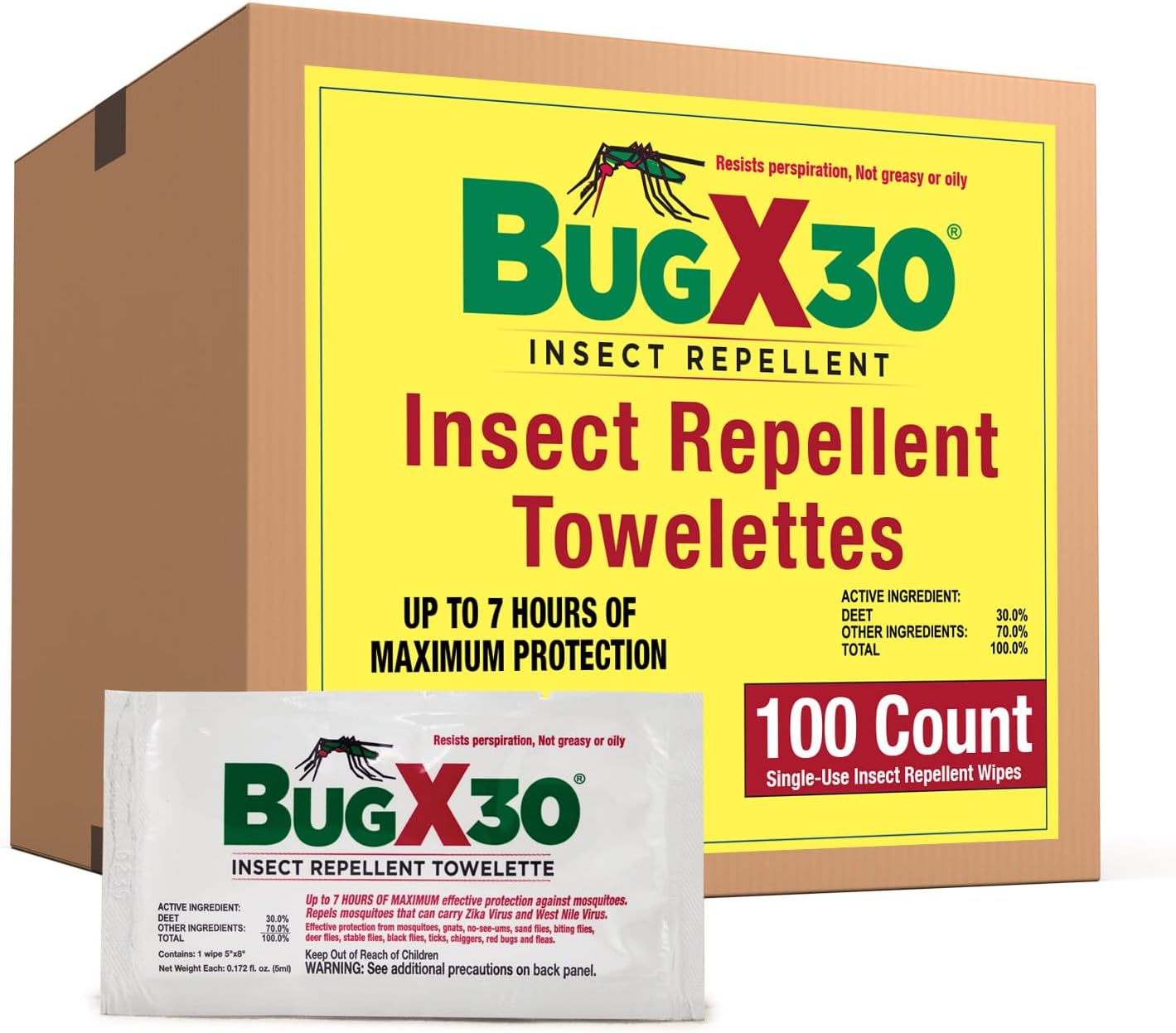 CoreTex Bug X 30 Insect Repellent Wipes for Outdoor Protection