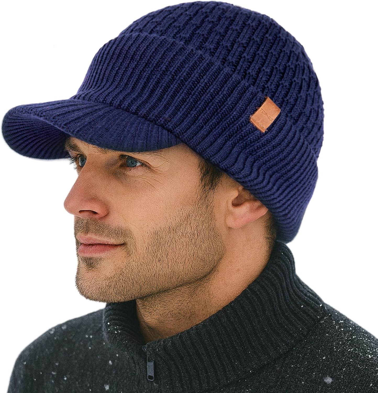 TOP-EX Waterproof Merino Wool Visor Beanie Hat for Winter