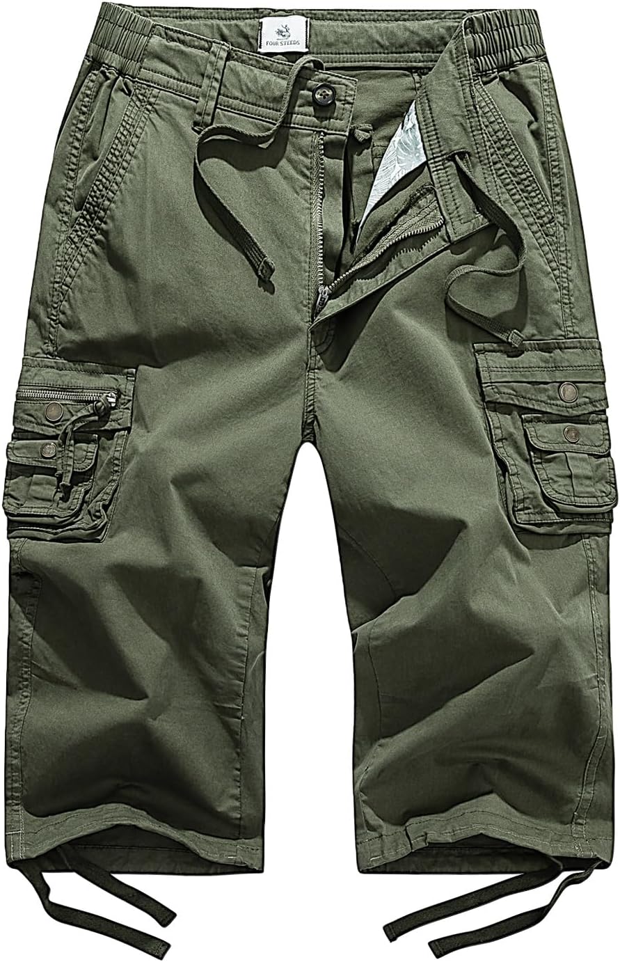 FOURSTEEDS Women's Mid Rise Cargo Capris for Hiking and Travel