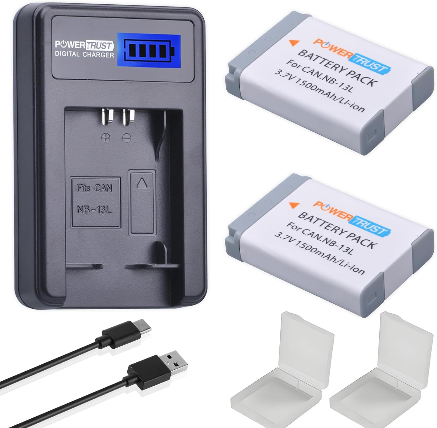 2 Pack NB-13L Battery and Charger for Canon PowerShot Cameras