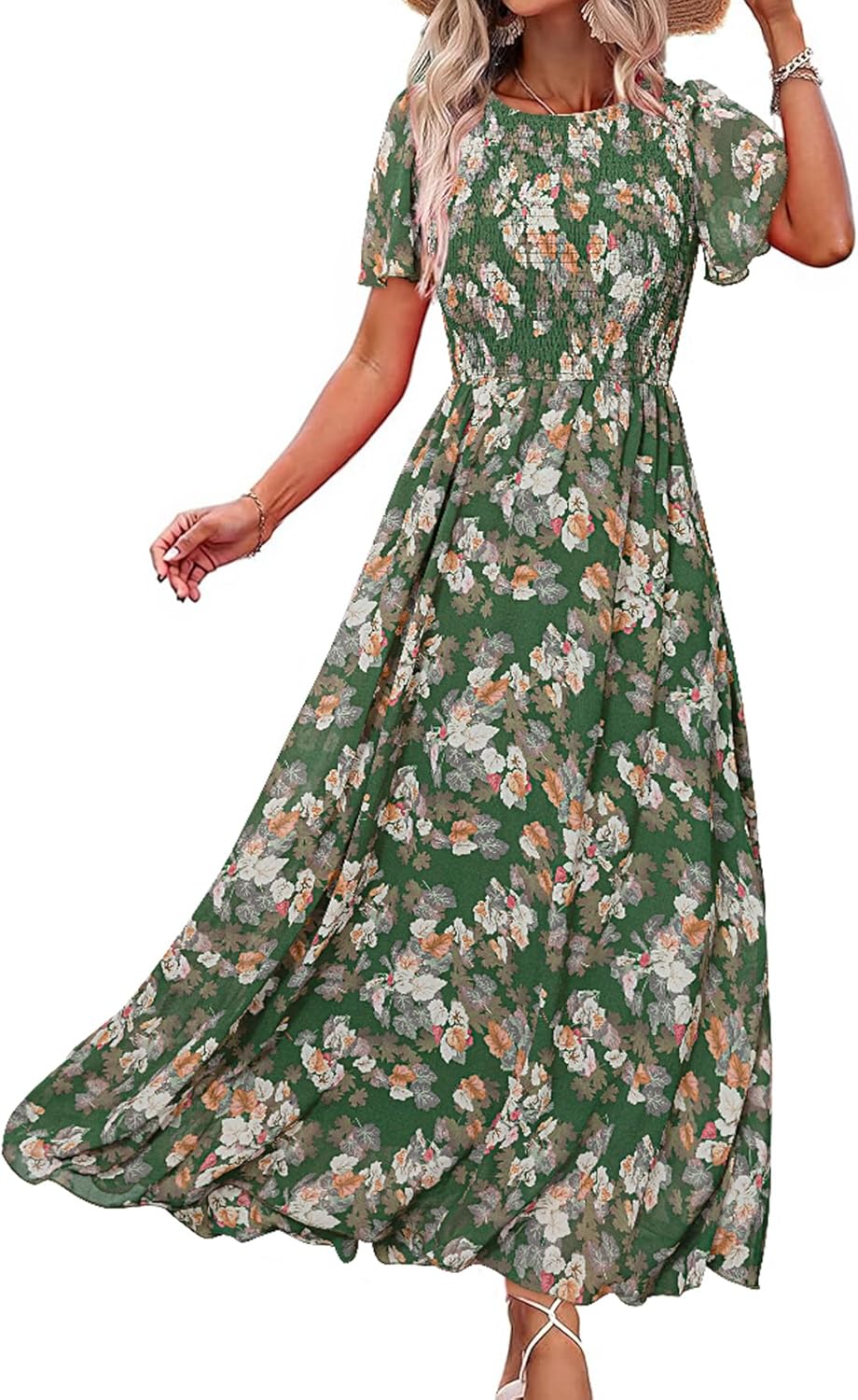Simplee Womens Summer Floral Casual Maxi Dress for Elegance