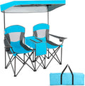 Loveseat Camping Chair with Adjustable Canopy - Portable 2-Seat Beach