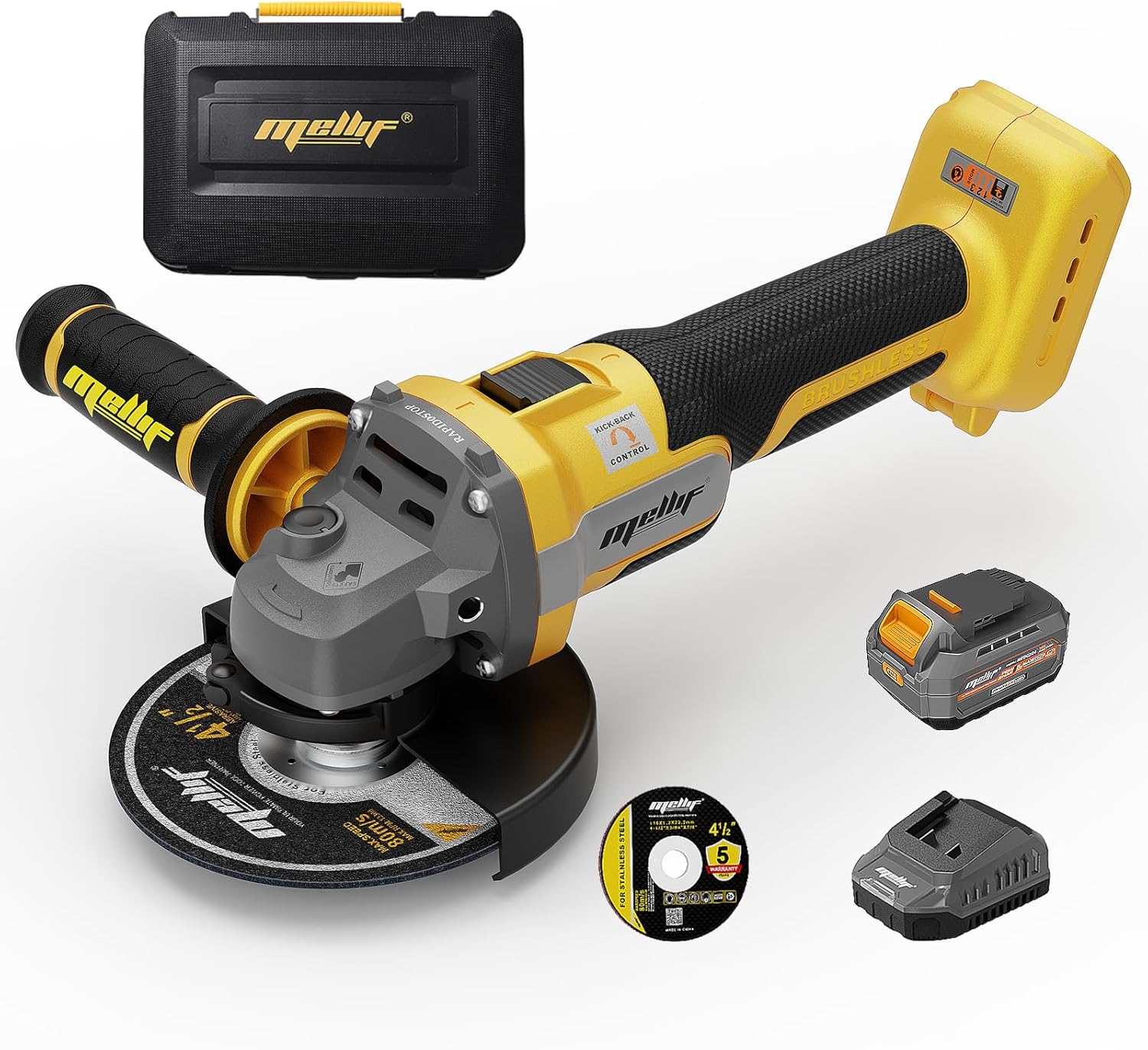 Cordless Angle Grinder with 4-1/2 Inch Blade and Battery Kit