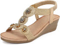Wedge Sandals for Women Elastic Ankle Strap Low Wedge - Comfortable