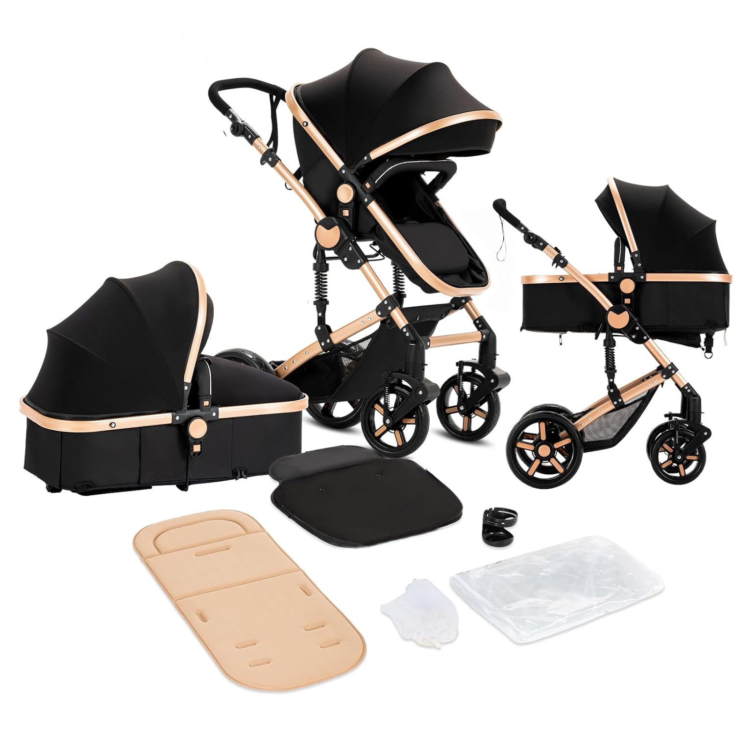 2 in 1 Baby Stroller with One-Click Folding for Easy Travel