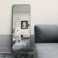 Full Length Floor Mirror 60x20 in Black - Sleek Rounded Design