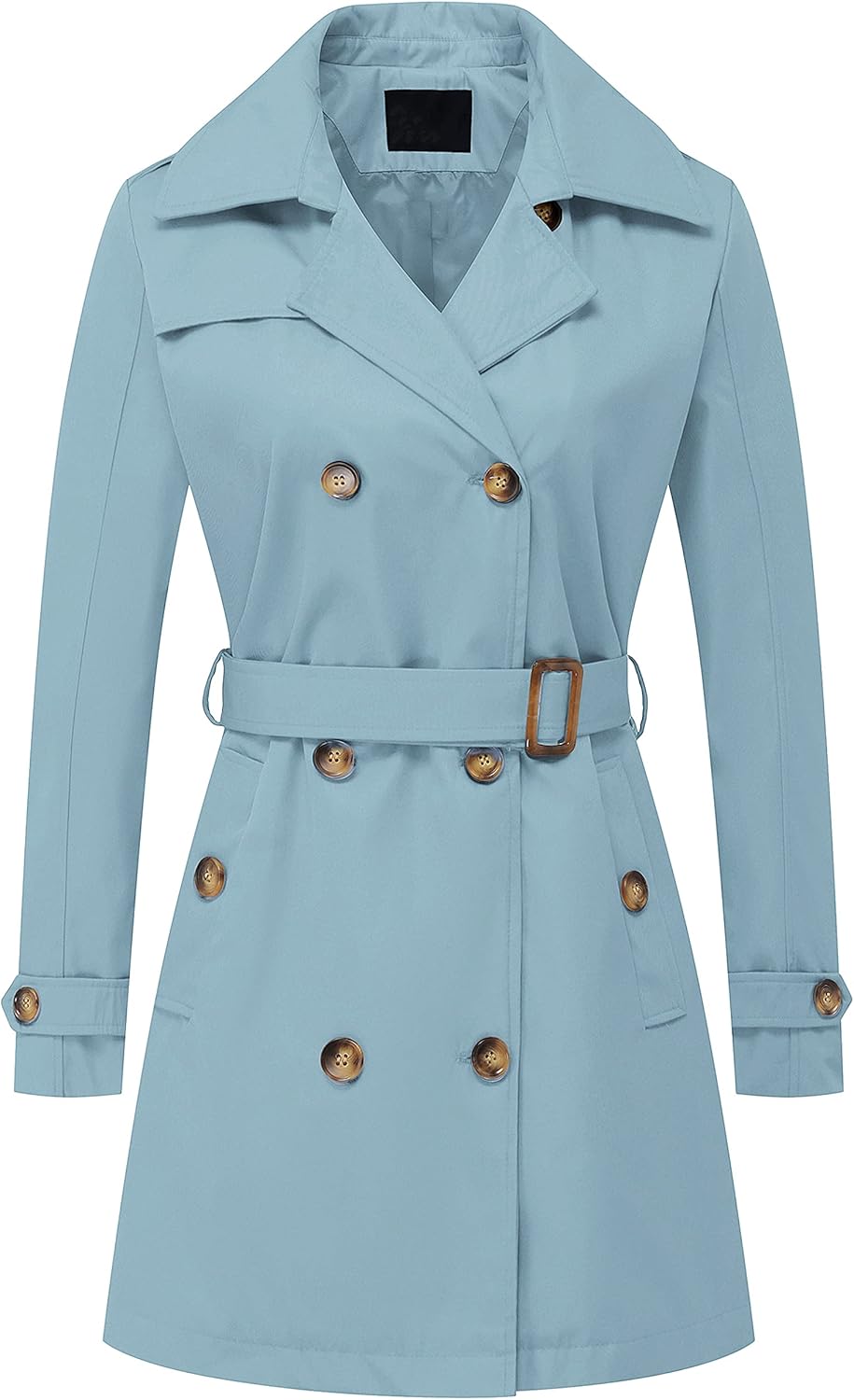 Stylish Women's Double Breasted Trench Coat with Detachable Hood