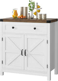 Farmhouse Coffee Bar Cabinet with Barn Door Accent