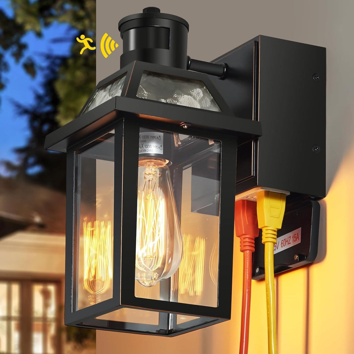 Dusk to Dawn Outdoor Lights with GFCI Outlet for Safety