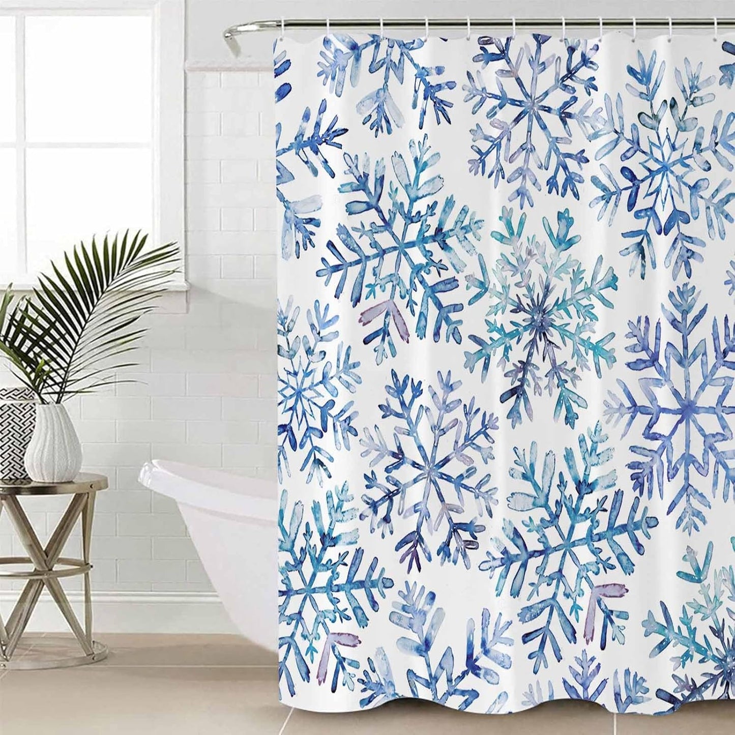 Waterproof Winter Snowflake Shower Curtain Set