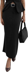 Women's Maxi Pencil Skirt High Waisted Slit - Fall Work Staple
