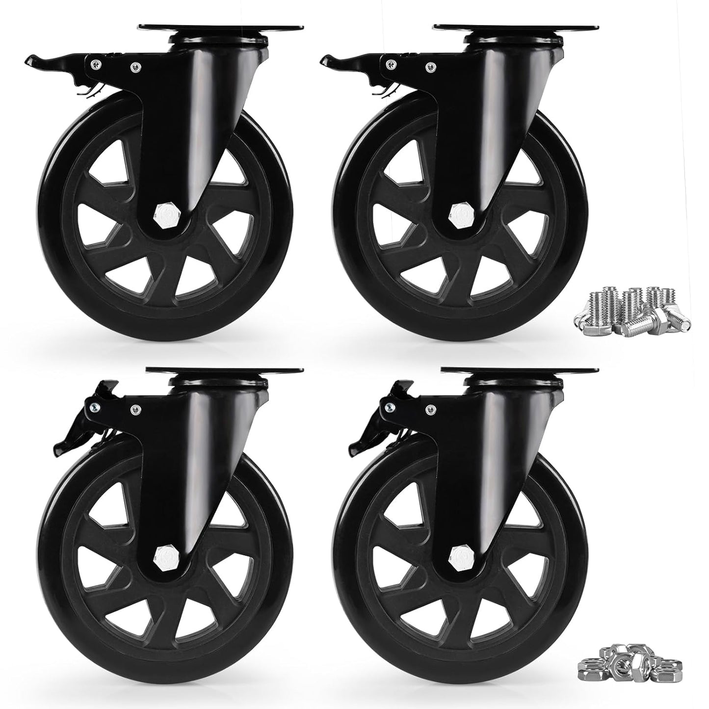 Heavy Duty 6 Inch Caster Wheels Set of 4 for Easy Mobility