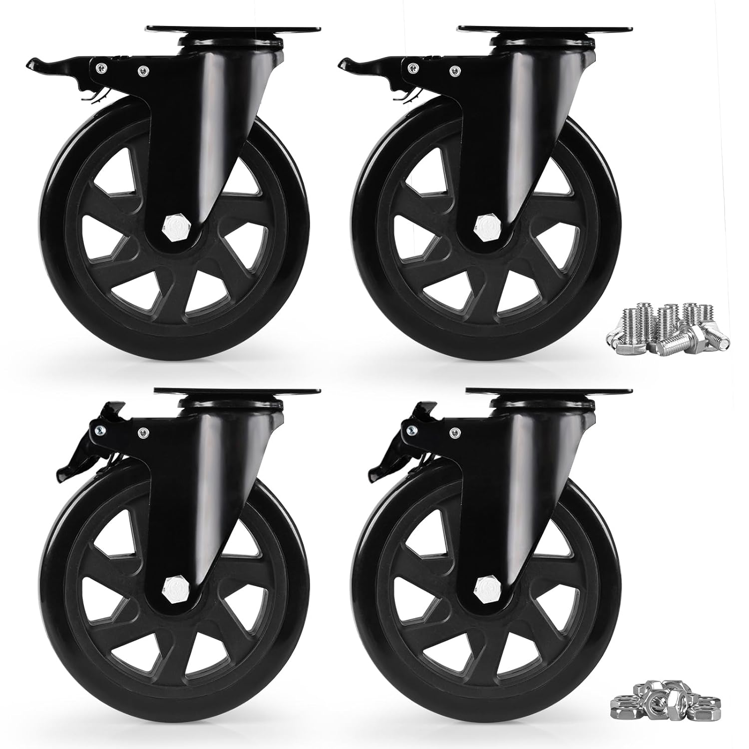 Heavy Duty 6 Inch Caster Wheels Set of 4 for Easy Mobility