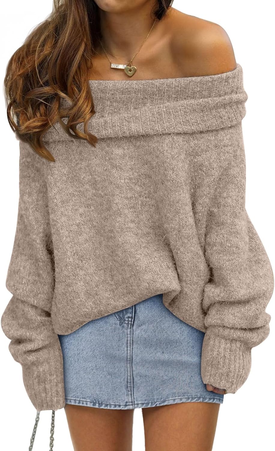LILLUSORY Womens Off The Shoulder Sweater for Stylish Comfort