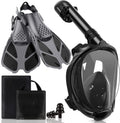 Mask Fins Snorkeling Gear Full Face Snorkel Mask & Adjustable Fins