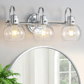 Bathroom Light Fixtures Polished Chrome 3 Light Vanity Light - Clear