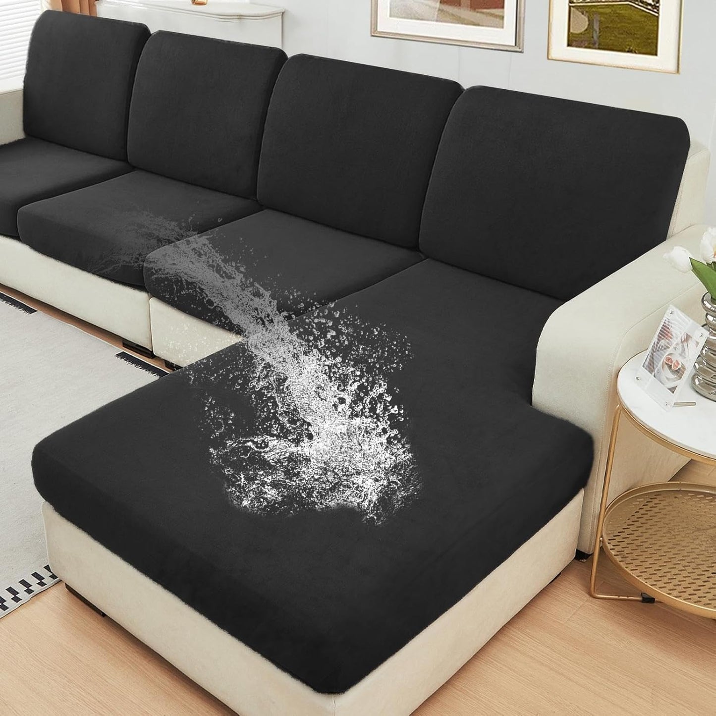 NAISI Waterproof Couch Cushion Covers for L Shape Sectional Sofa