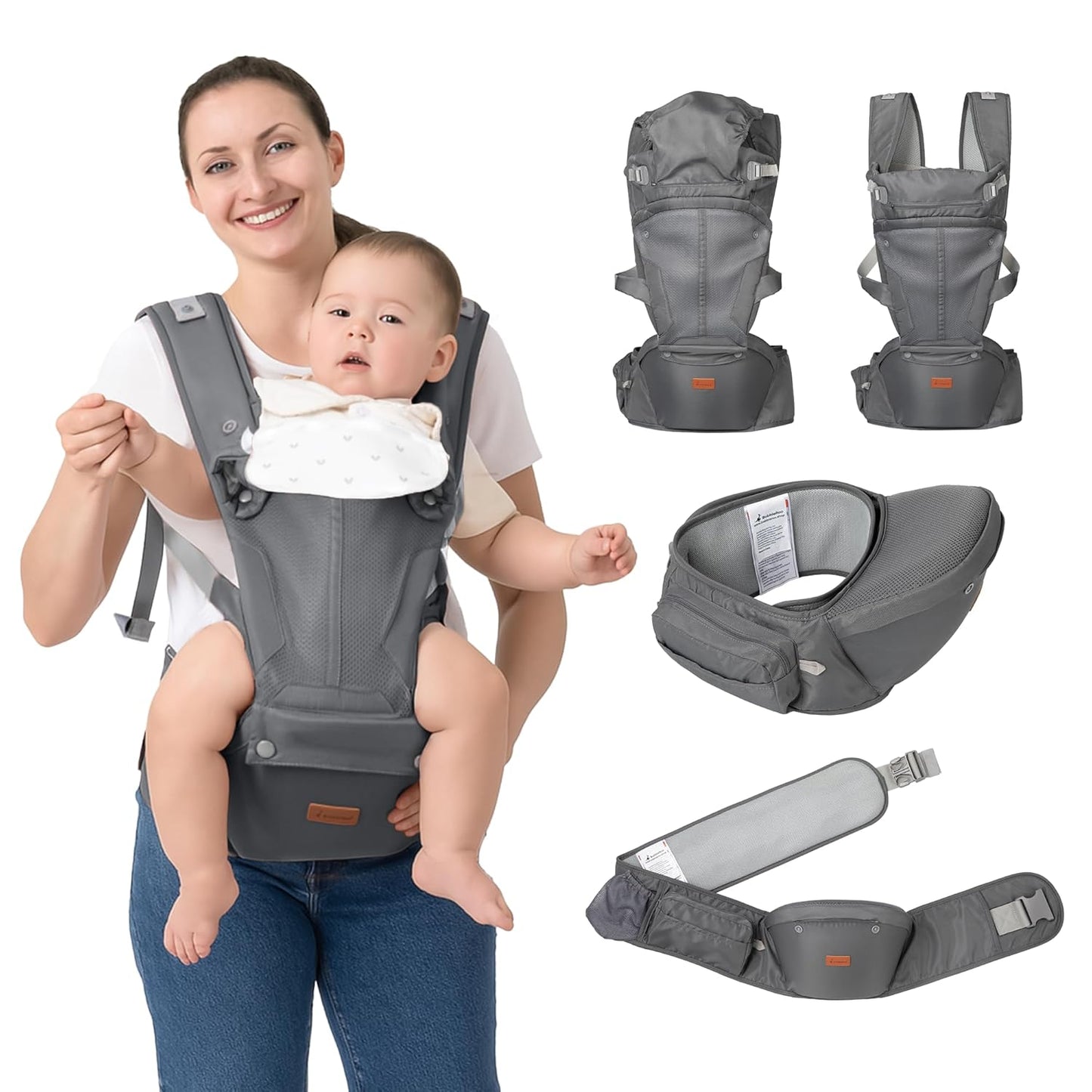 BabbleRoo Grow Carrier: 6-in-1 Safety-Certified Baby Carrier
