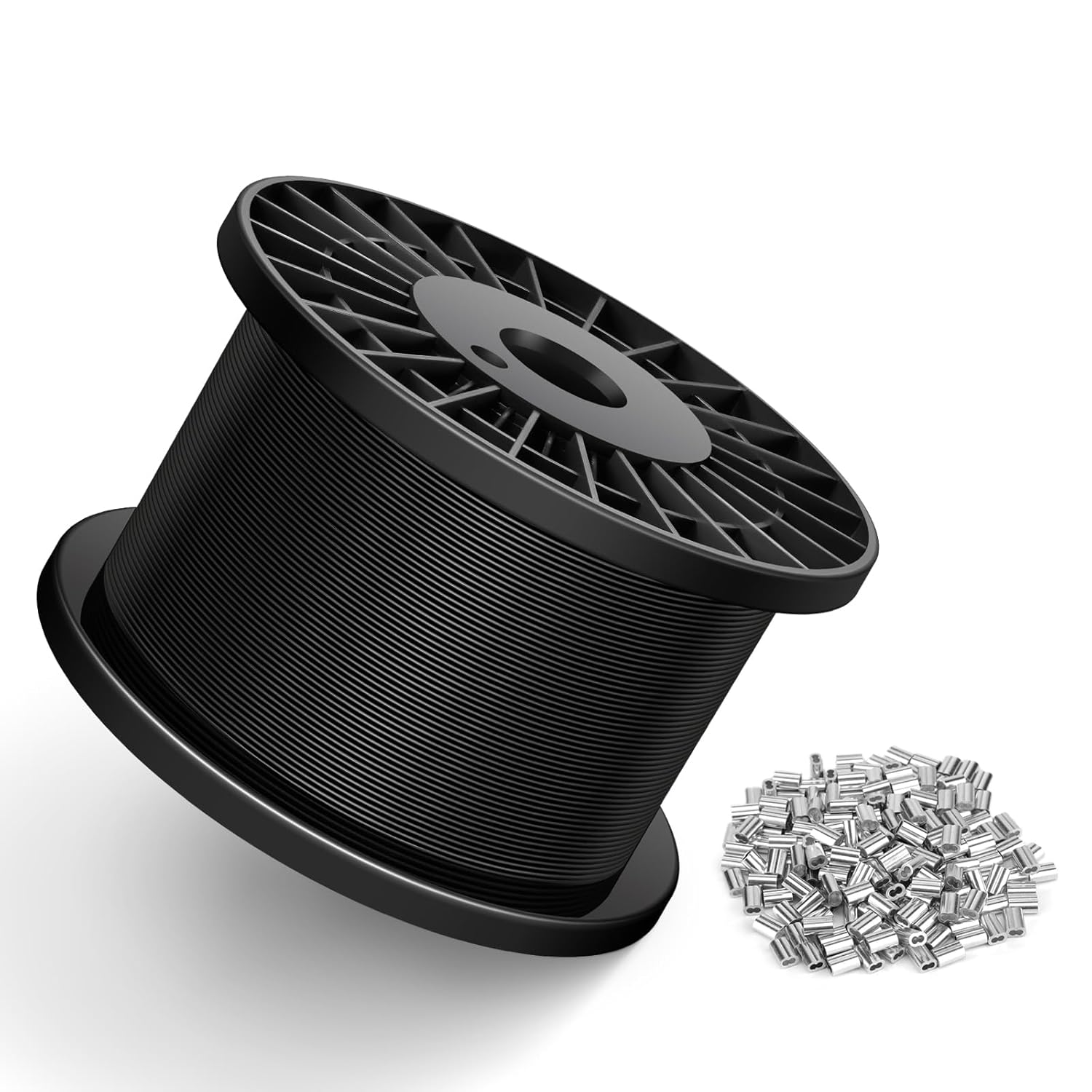 Black Vinyl Coated Wire Rope 1/16in for String Lights and More