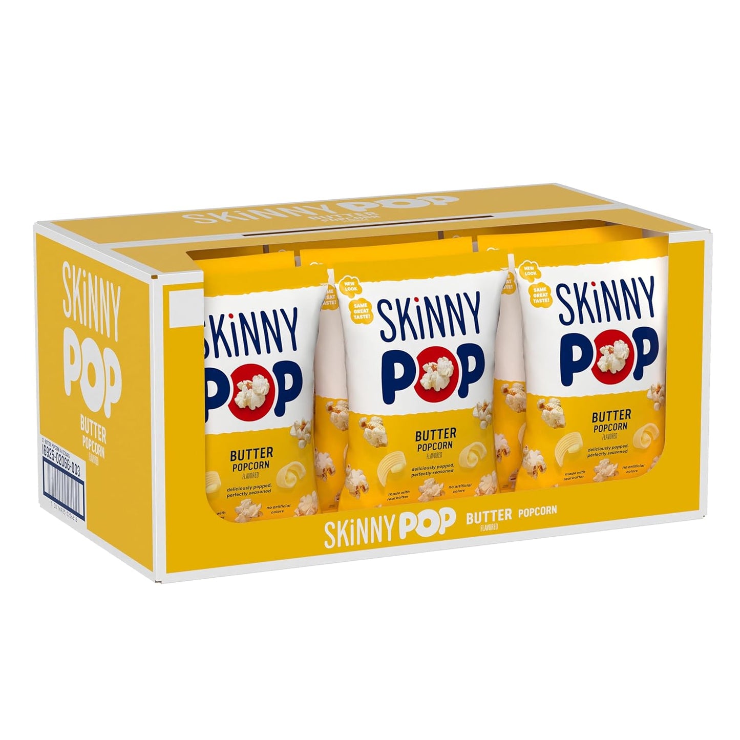 SkinnyPop Popcorn Butter Snack, Whole Grain, 12ct Bags for Sharing