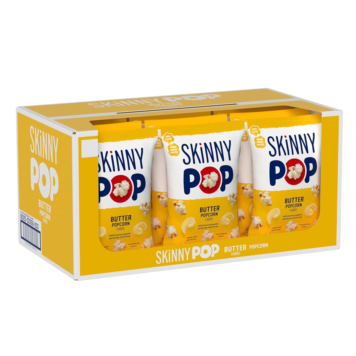 SkinnyPop Popcorn Butter Snack, Whole Grain, 12ct Bags for Sharing