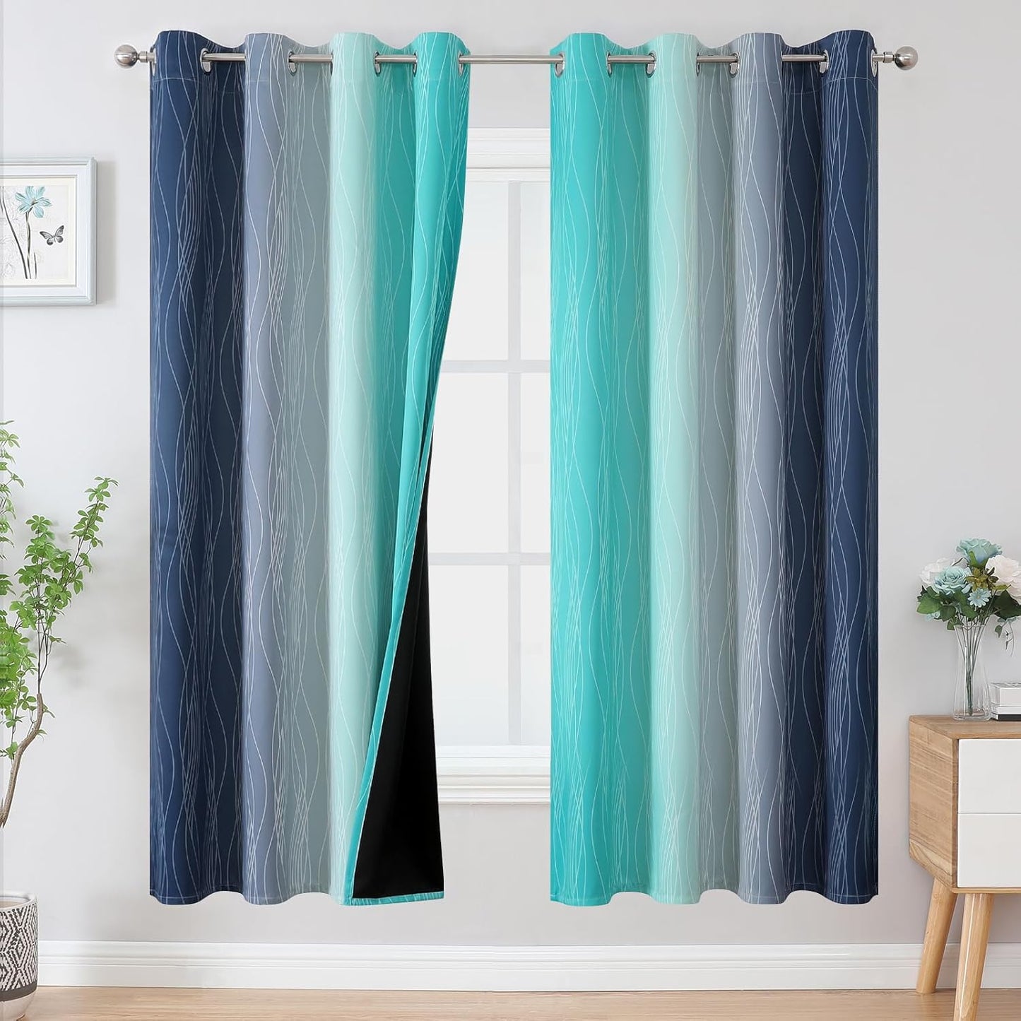 Ombre Blackout Curtains Set for Bedroom by Estelar Textiler
