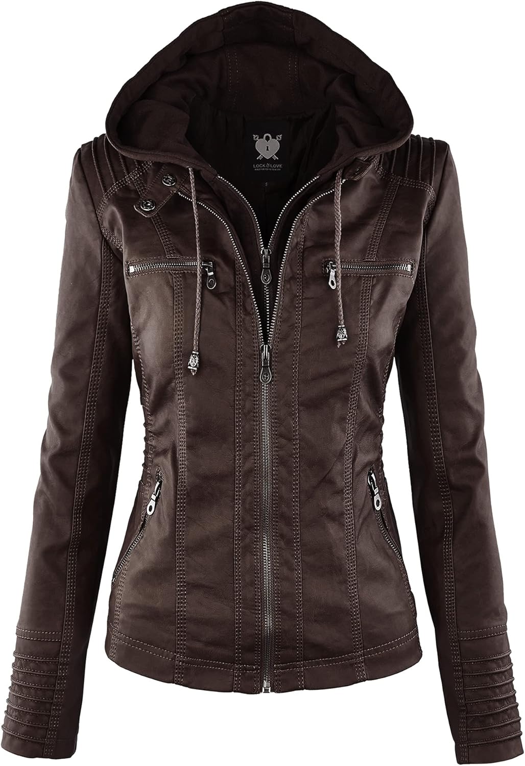 Lock and Love Women's Faux Leather Moto Biker Jacket Coat Review