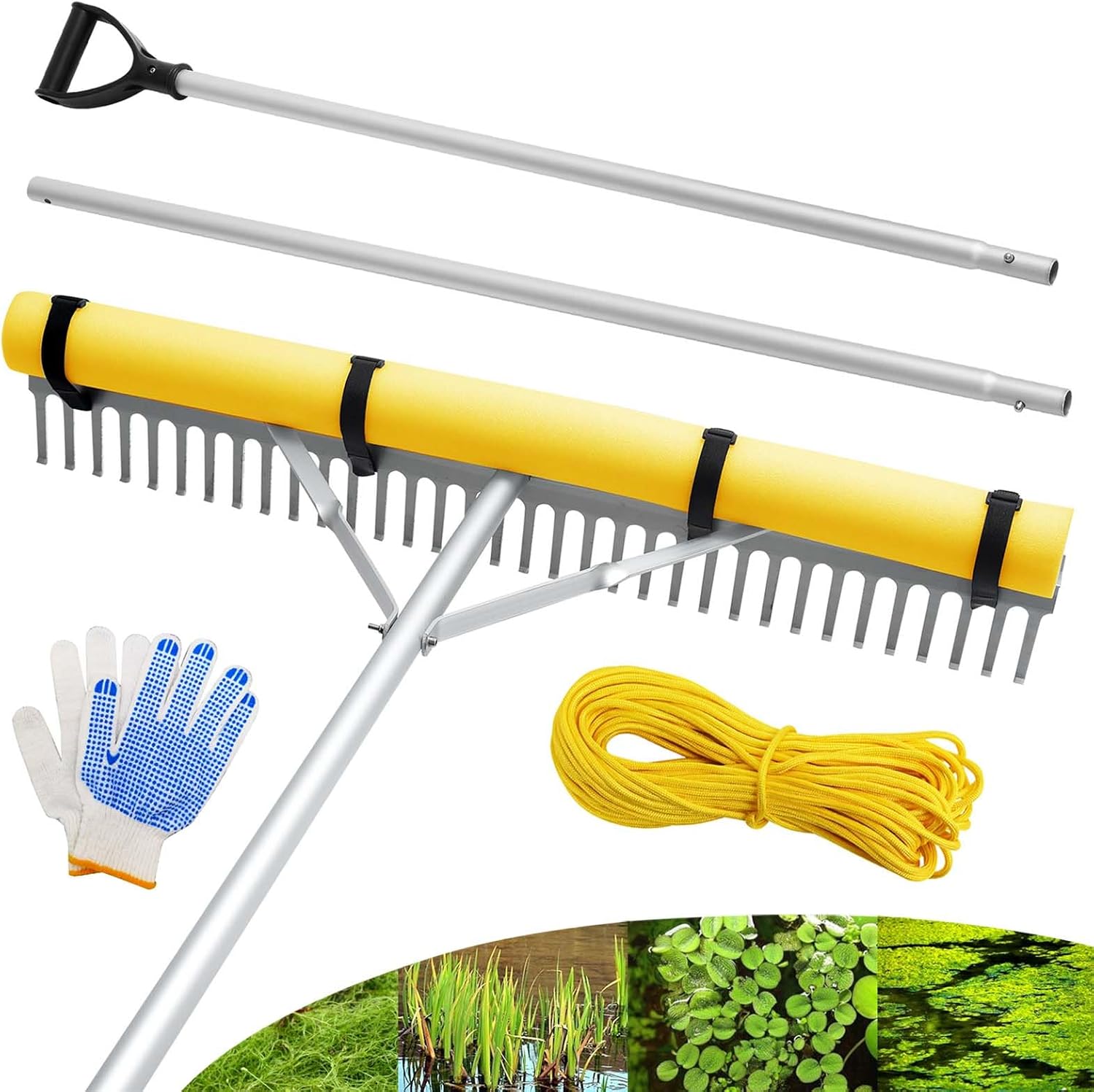 Floating Lake Rake for Weed & Algae Removal, 36in Aluminum