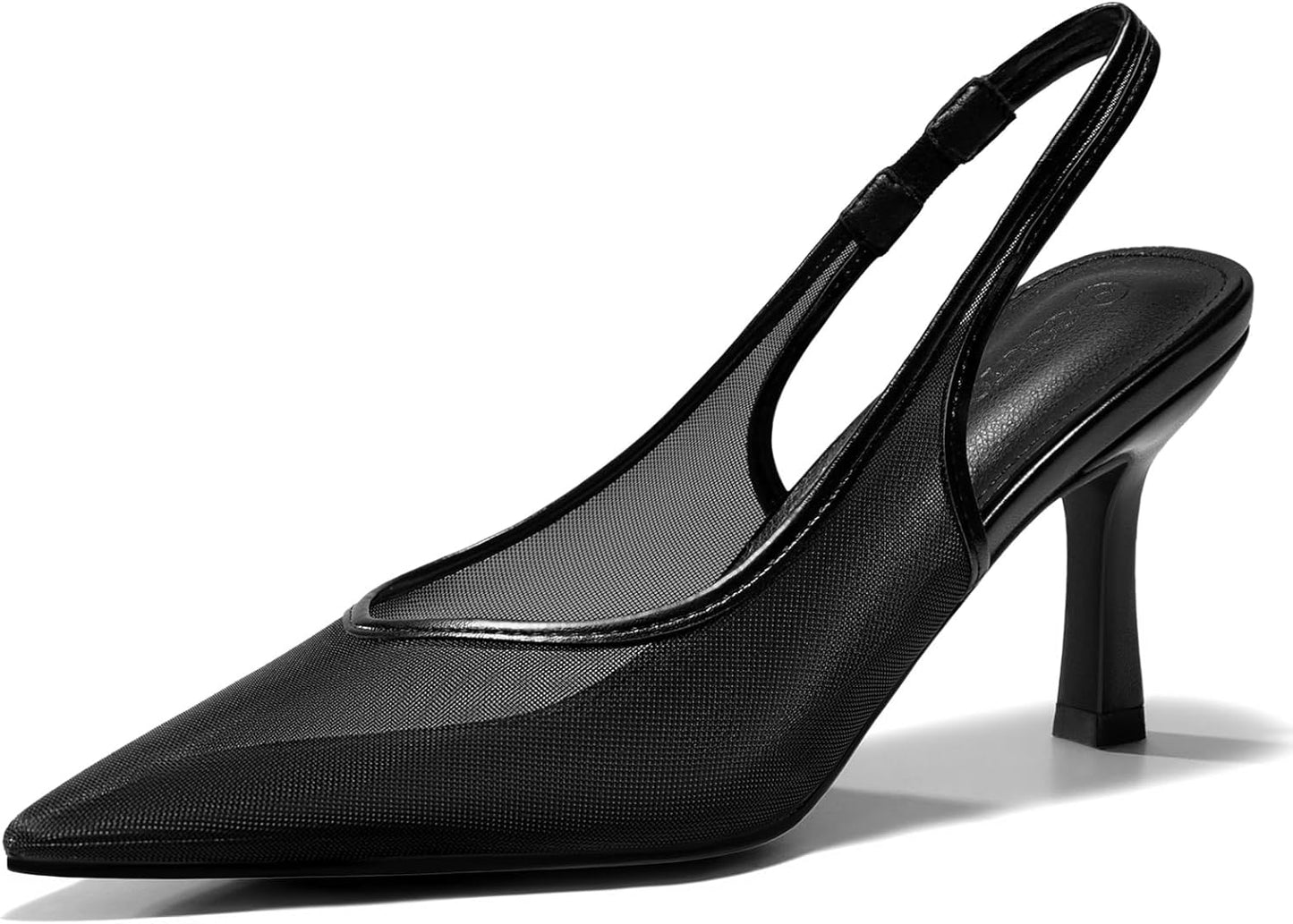 Coutgo Womens Mesh Slingback Kitten Heels for Elegant Style