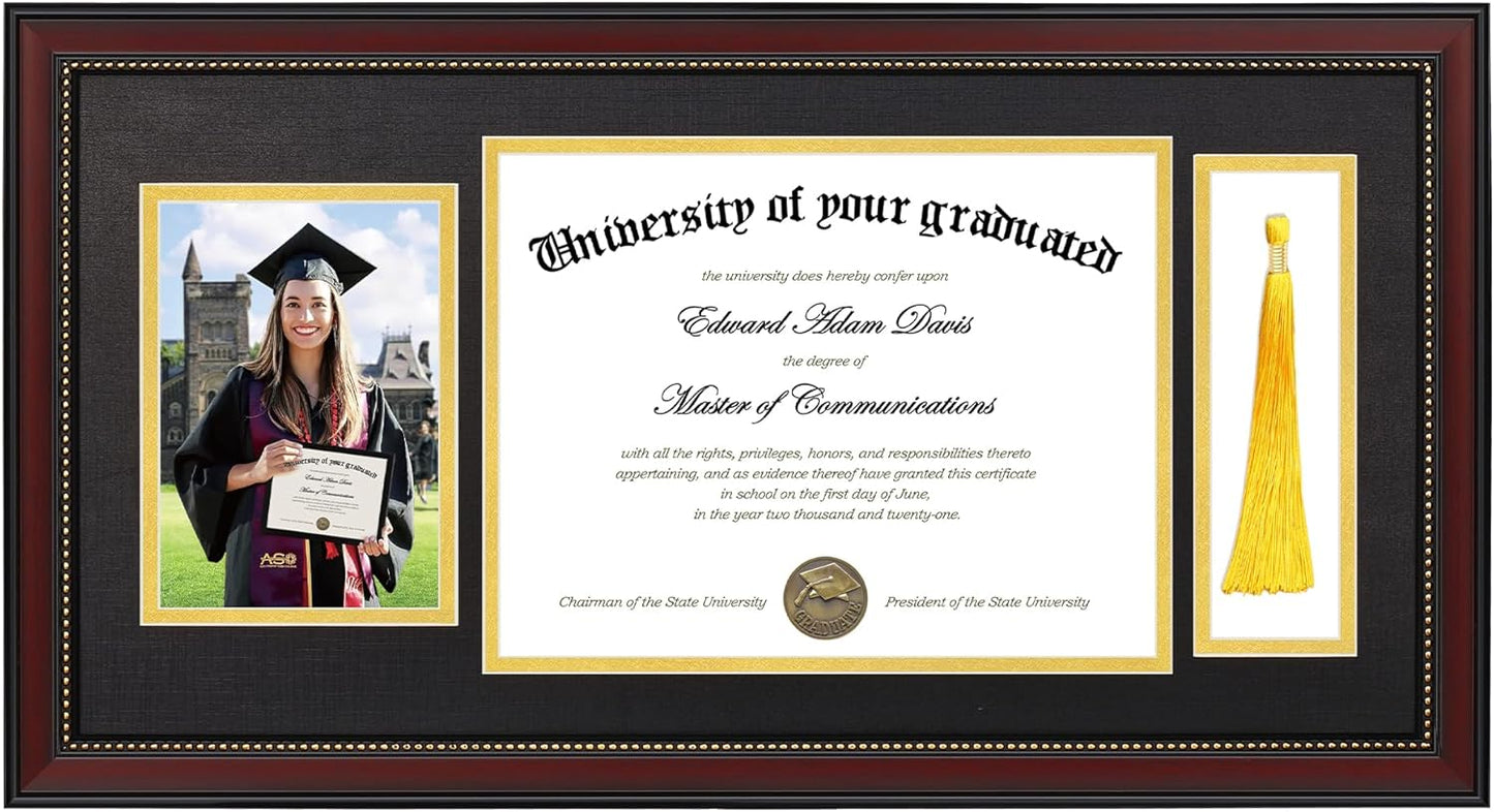 Upsimples 11x22 Diploma Frame with Tassel Holder for Certificates