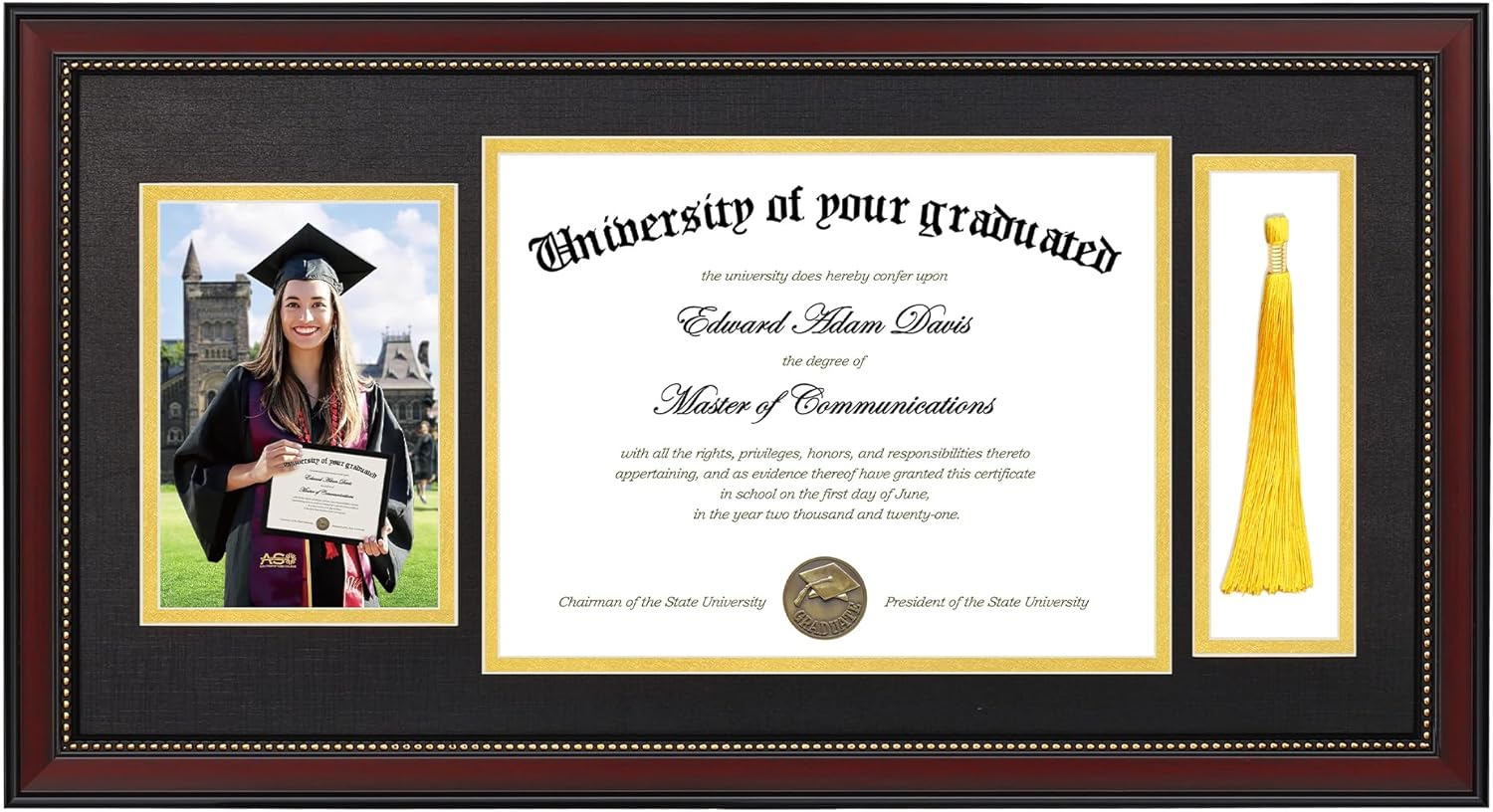 Upsimples 11x22 Diploma Frame with Tassel Holder for Certificates