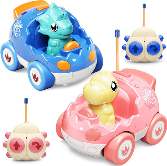 2 Pack Pink Dinosaur Remote Control Car Toys for Kids Fun