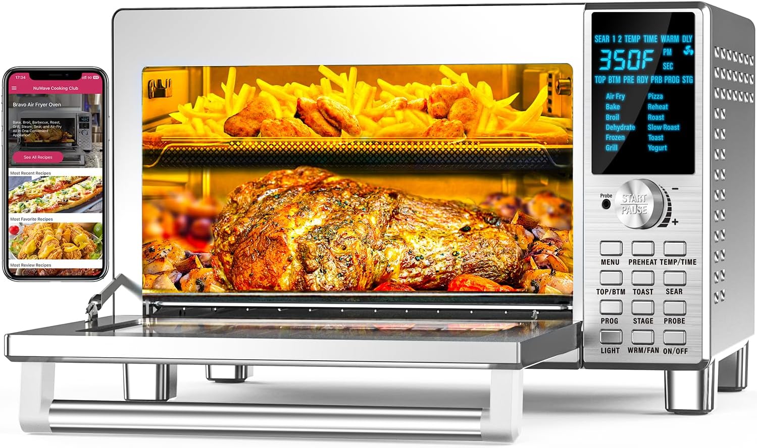 Nuwave Bravo 30QT Air Fryer Oven: Multi-Layer Cooking, Probe Feature, 100+ Presets