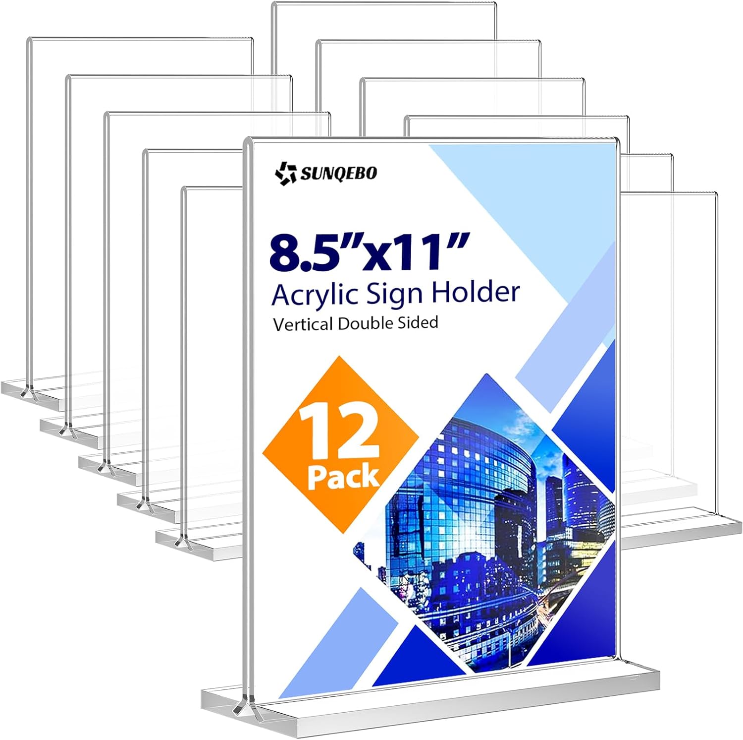 12 Pack Acrylic Sign Holder 8.5 x 11 for Office and Retail
