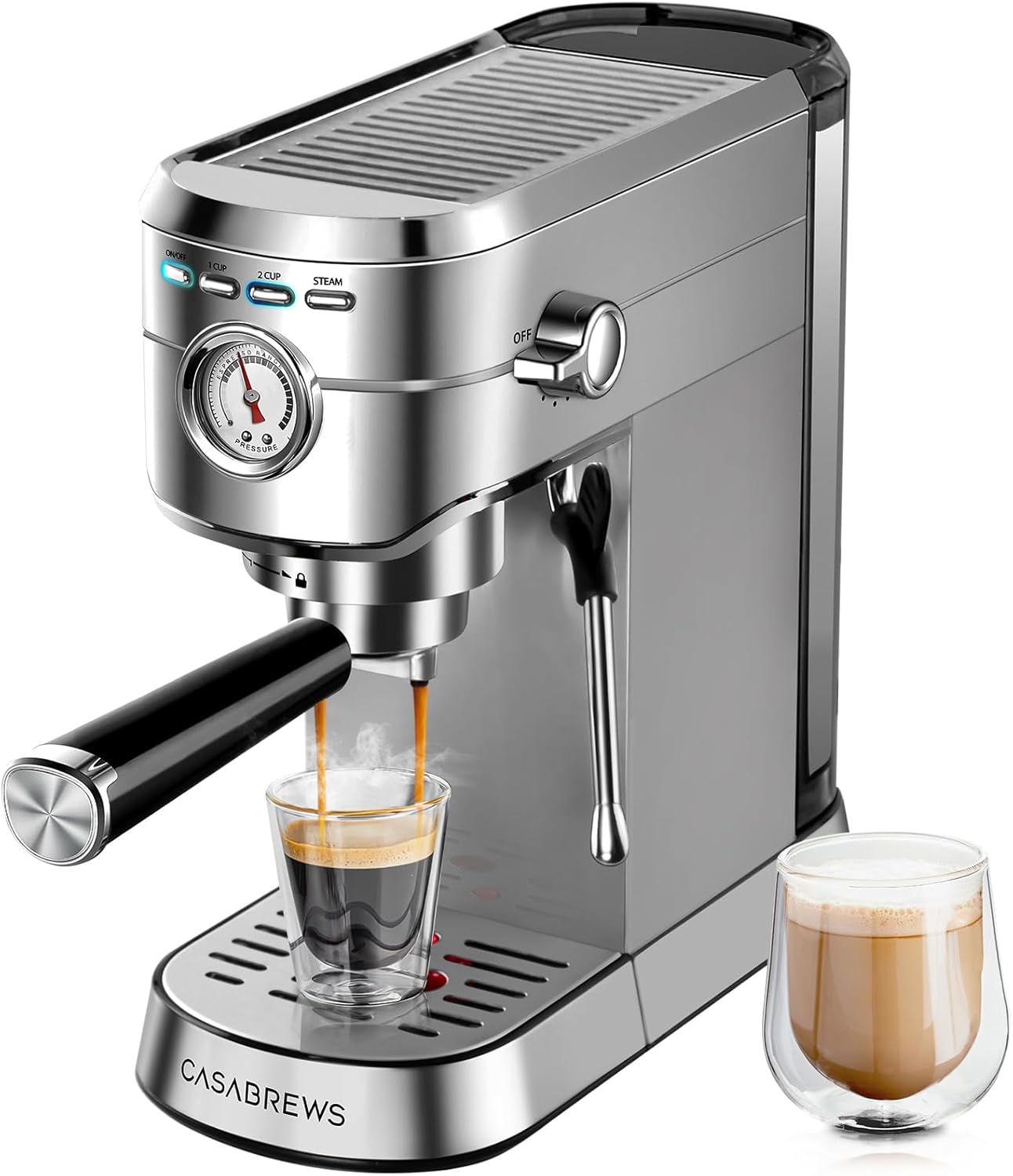CASABREWS 20-Bar Espresso Machine: Pro Cappuccino & Latte Maker