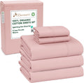 Split King Organic Cotton Sheets Percale Weave Peach Skin - 5-Piece